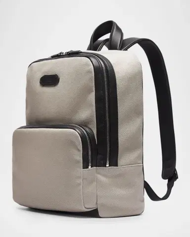 Brioni Men's Leather-Trim Canvas Backpack | Thumbnail 2 Brioni Men's Leather-Trim Canvas Backpack | Thumbnail 2