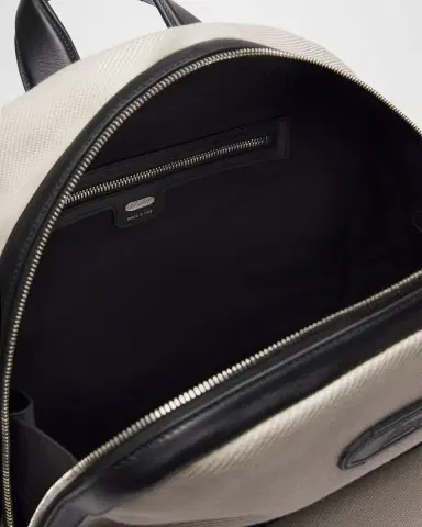 Brioni Men's Leather-Trim Canvas Backpack | Thumbnail 4 Brioni Men's Leather-Trim Canvas Backpack | Thumbnail 4