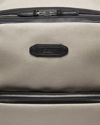 Brioni Men's Leather-Trim Canvas Backpack | Thumbnail 6 Brioni Men's Leather-Trim Canvas Backpack | Thumbnail 6