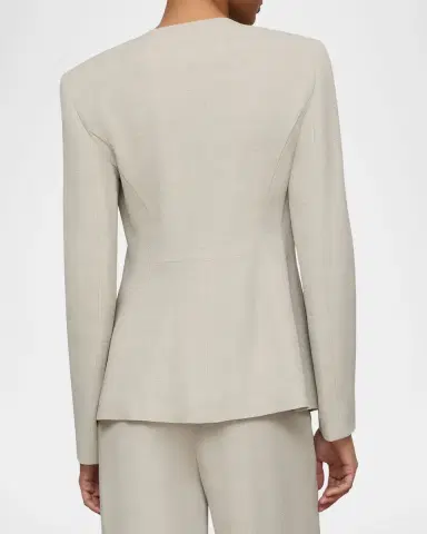 Lafayette 148 New York Collarless Plaid Jacquard Blazer | Thumbnail 2