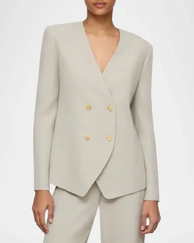Lafayette 148 New York Collarless Plaid Jacquard Blazer | Thumbnail 3