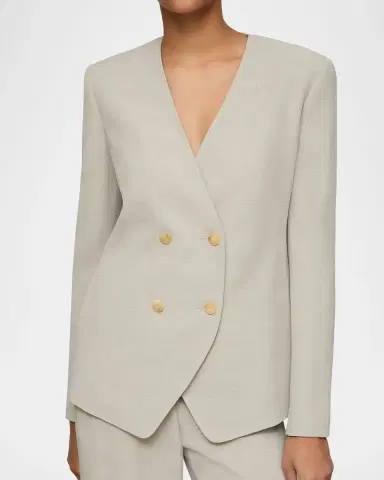 Lafayette 148 New York Collarless Plaid Jacquard Blazer | Thumbnail 4