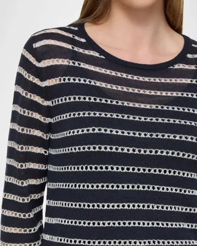 Lafayette 148 New York Pointelle Striped Fine-Gauge Cashmere Sweater | Thumbnail 4 Lafayette 148 New York Pointelle Striped Fine-Gauge Cashmere Sweater | Thumbnail 4