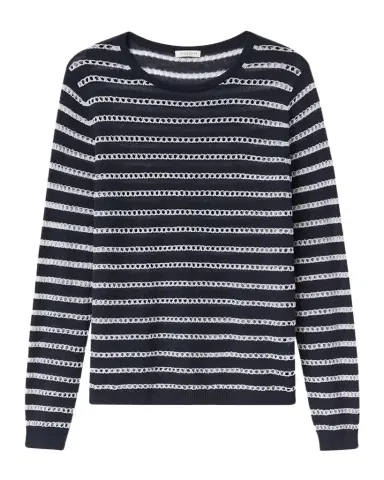 Lafayette 148 New York Pointelle Striped Fine-Gauge Cashmere Sweater | Thumbnail 1 Lafayette 148 New York Pointelle Striped Fine-Gauge Cashmere Sweater | Thumbnail 1