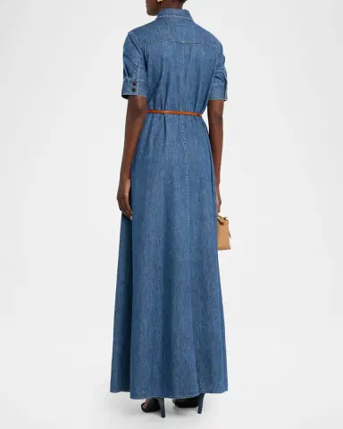 Lafayette 148 New York Belted Cotton Chambray Maxi Shirtdress | Thumbnail 2