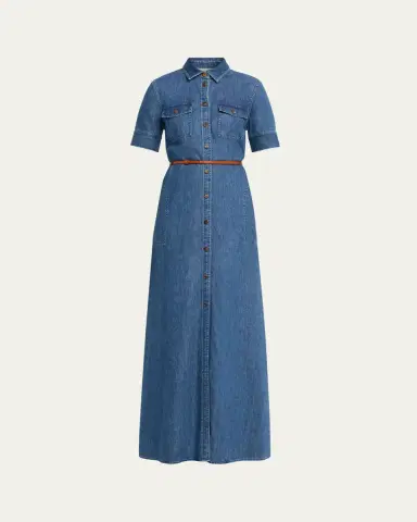 Lafayette 148 New York Belted Cotton Chambray Maxi Shirtdress | Thumbnail 5