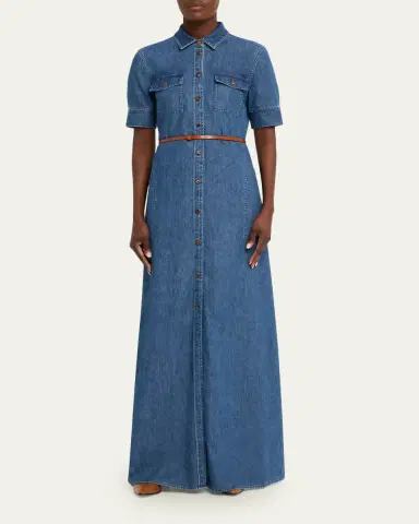 Lafayette 148 New York Belted Cotton Chambray Maxi Shirtdress | Thumbnail 6
