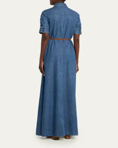 Lafayette 148 New York Belted Cotton Chambray Maxi Shirtdress | Thumbnail 7