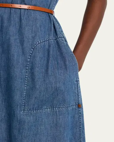 Lafayette 148 New York Belted Cotton Chambray Maxi Shirtdress | Thumbnail 9