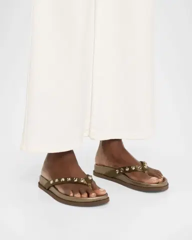 Pedro Garcia Devika Embellished Satin Thong Sandals | Thumbnail 2