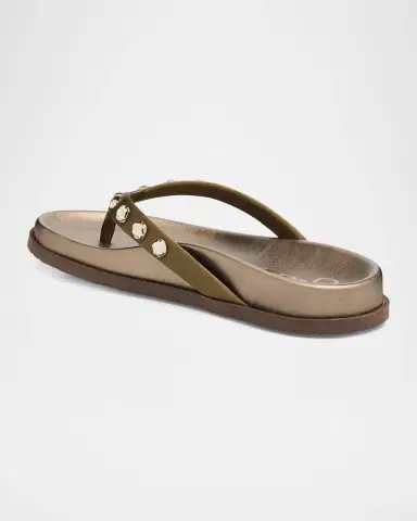 Pedro Garcia Devika Embellished Satin Thong Sandals | Thumbnail 4