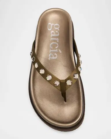 Pedro Garcia Devika Embellished Satin Thong Sandals | Thumbnail 6