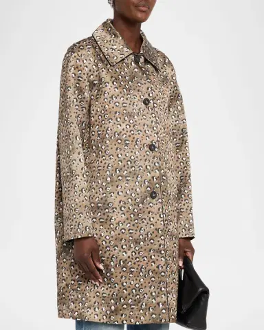 Lafayette 148 New York Leopard-Print Straight Twill Coat | Thumbnail 2 Lafayette 148 New York Leopard-Print Straight Twill Coat | Thumbnail 2