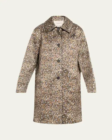 Lafayette 148 New York Leopard-Print Straight Twill Coat | Thumbnail 4 Lafayette 148 New York Leopard-Print Straight Twill Coat | Thumbnail 4