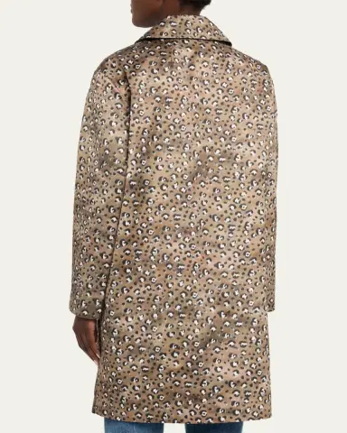 Lafayette 148 New York Leopard-Print Straight Twill Coat | Thumbnail 6 Lafayette 148 New York Leopard-Print Straight Twill Coat | Thumbnail 6