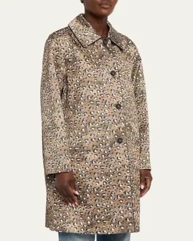 Lafayette 148 New York Leopard-Print Straight Twill Coat | Thumbnail 7 Lafayette 148 New York Leopard-Print Straight Twill Coat | Thumbnail 7