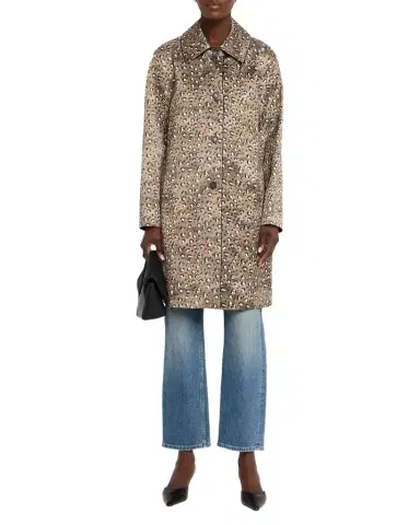Lafayette 148 New York Leopard-Print Straight Twill Coat | Thumbnail 1 Lafayette 148 New York Leopard-Print Straight Twill Coat | Thumbnail 1