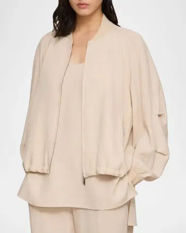 Lafayette 148 New York Oversized Wool-Silk Twill Bomber Jacket | Thumbnail 3 Lafayette 148 New York Oversized Wool-Silk Twill Bomber Jacket | Thumbnail 3