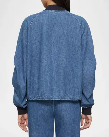 Lafayette 148 New York Oversized Cotton Chambray Bomber Jacket | Thumbnail 2 Lafayette 148 New York Oversized Cotton Chambray Bomber Jacket | Thumbnail 2