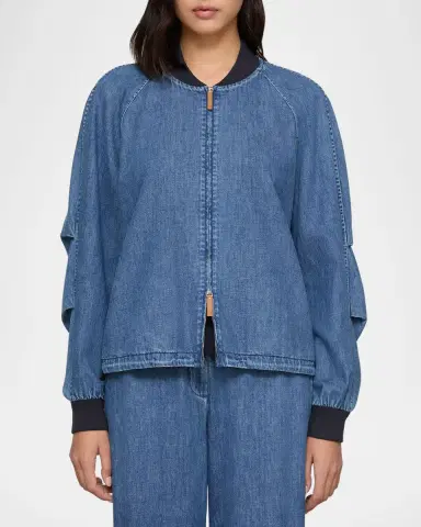 Lafayette 148 New York Oversized Cotton Chambray Bomber Jacket | Thumbnail 3 Lafayette 148 New York Oversized Cotton Chambray Bomber Jacket | Thumbnail 3