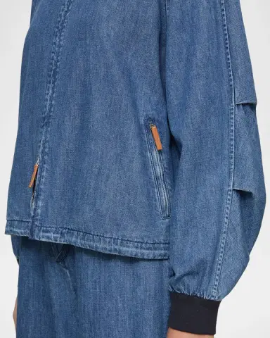Lafayette 148 New York Oversized Cotton Chambray Bomber Jacket | Thumbnail 4 Lafayette 148 New York Oversized Cotton Chambray Bomber Jacket | Thumbnail 4