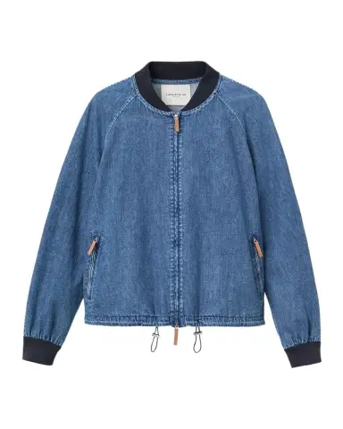 Lafayette 148 New York Oversized Cotton Chambray Bomber Jacket | Thumbnail 1 Lafayette 148 New York Oversized Cotton Chambray Bomber Jacket | Thumbnail 1