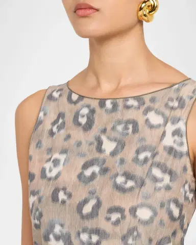 Lafayette 148 New York Pleated Leopard-Print Taffeta Midi Dress | Thumbnail 5
