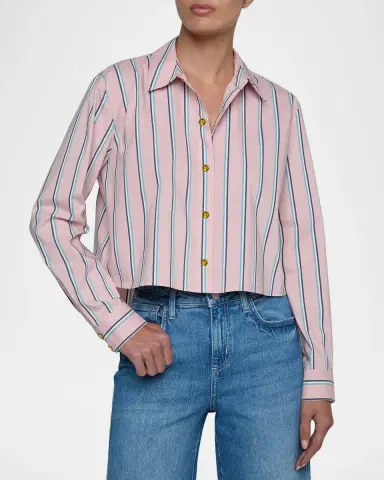 L'Agence Cosette Stripe Cropped High-Low Shirt | Thumbnail 2 L'Agence Cosette Stripe Cropped High-Low Shirt | Thumbnail 2