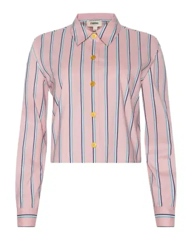 L'Agence Cosette Stripe Cropped High-Low Shirt | Thumbnail 1 L'Agence Cosette Stripe Cropped High-Low Shirt | Thumbnail 1
