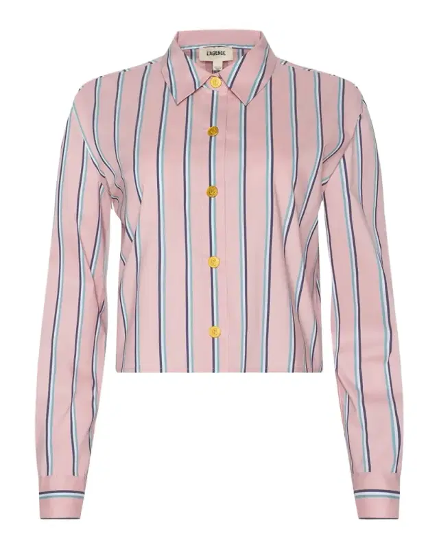 Cosette Stripe Cropped High-Low Shirt