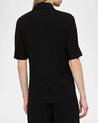 Lafayette 148 New York Button-Down Finesse Crepe Shirt | Thumbnail 2 Lafayette 148 New York Button-Down Finesse Crepe Shirt | Thumbnail 2