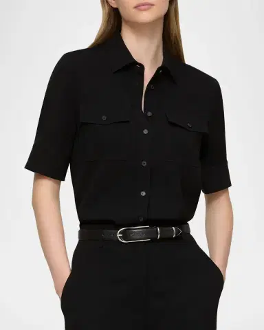 Lafayette 148 New York Button-Down Finesse Crepe Shirt | Thumbnail 3 Lafayette 148 New York Button-Down Finesse Crepe Shirt | Thumbnail 3