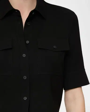 Lafayette 148 New York Button-Down Finesse Crepe Shirt | Thumbnail 4 Lafayette 148 New York Button-Down Finesse Crepe Shirt | Thumbnail 4