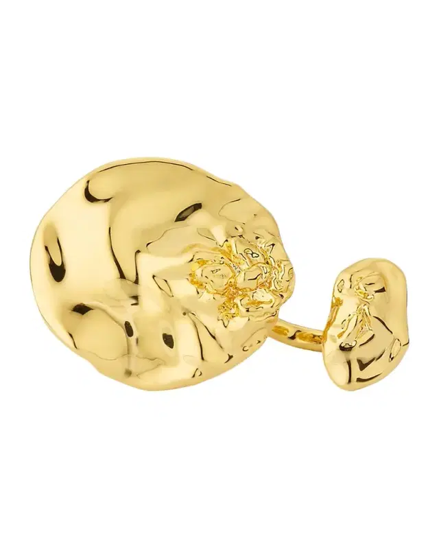 Brut Golden Double Disc Ring, Size 8