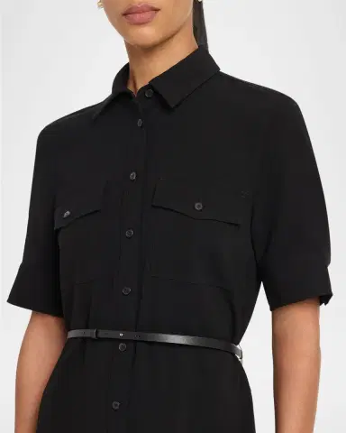 Lafayette 148 New York Belted Finesse Crepe Shirtdress | Thumbnail 5 Lafayette 148 New York Belted Finesse Crepe Shirtdress | Thumbnail 5