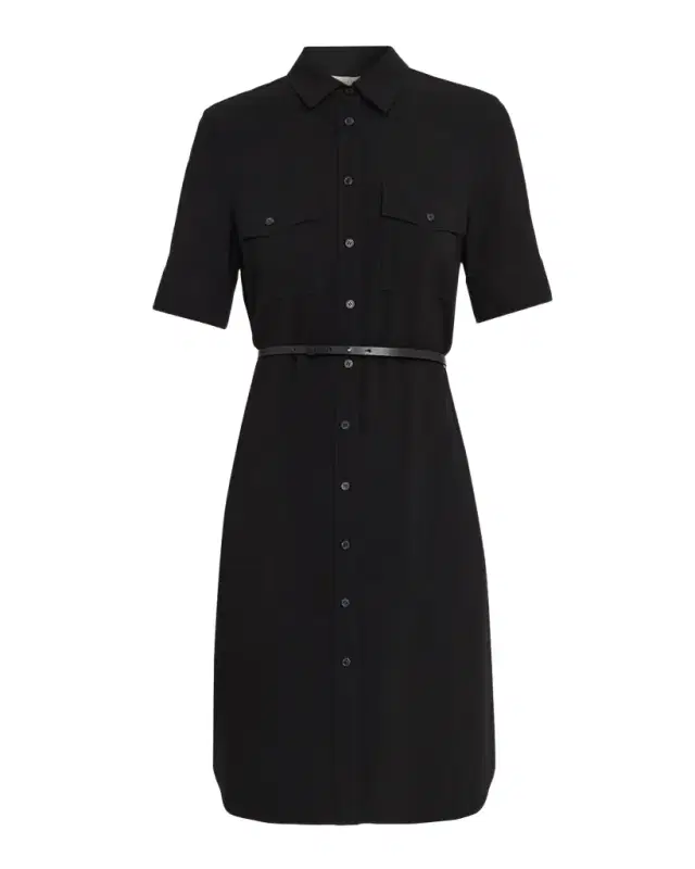 Lafayette 148 New York Belted Finesse Crepe Shirtdress