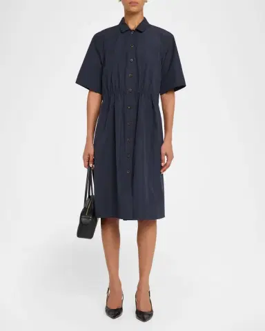 Lafayette 148 New York Gathered Organic Cotton Poplin Shirtdress | Thumbnail 2 Lafayette 148 New York Gathered Organic Cotton Poplin Shirtdress | Thumbnail 2