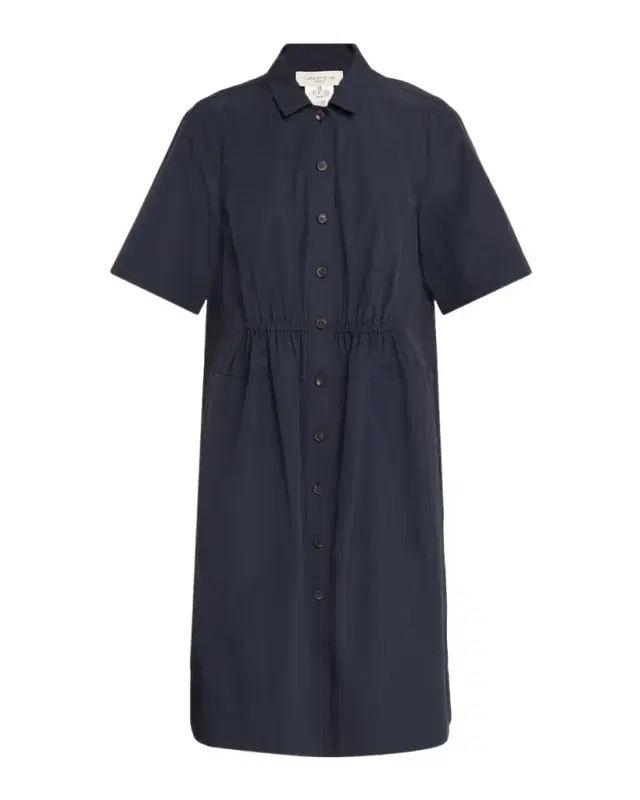 Lafayette 148 New York Gathered Organic Cotton Poplin Shirtdress