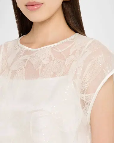 Peserico Sequined Sheer Floral Mesh Cotton Top | Thumbnail 5 Peserico Sequined Sheer Floral Mesh Cotton Top | Thumbnail 5