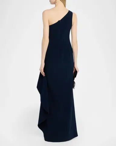 Rickie Freeman for Teri Jon One-Shoulder Ruffle Crepe Gown | Thumbnail 3 Rickie Freeman for Teri Jon One-Shoulder Ruffle Crepe Gown | Thumbnail 3