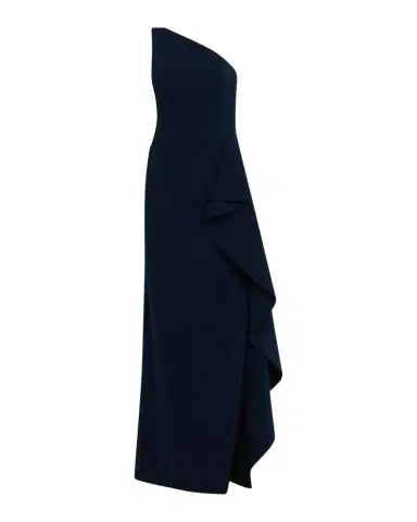 Rickie Freeman for Teri Jon One-Shoulder Ruffle Crepe Gown | Thumbnail 1 Rickie Freeman for Teri Jon One-Shoulder Ruffle Crepe Gown | Thumbnail 1
