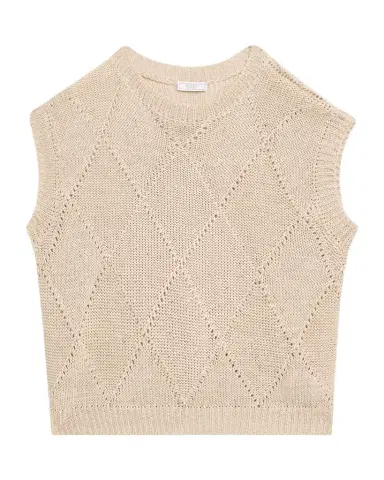 Peserico Linen Cotton Cap-Sleeve Tricot Sweater | Thumbnail 1 Peserico Linen Cotton Cap-Sleeve Tricot Sweater | Thumbnail 1