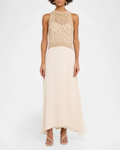 Peserico Linen, Cotton and Lurex Long Sleeveless Dress | Thumbnail 2 Peserico Linen, Cotton and Lurex Long Sleeveless Dress | Thumbnail 2