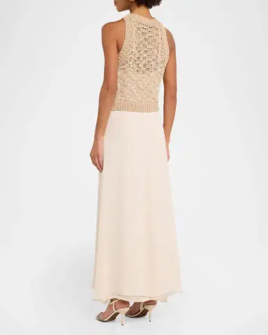 Peserico Linen, Cotton and Lurex Long Sleeveless Dress | Thumbnail 3 Peserico Linen, Cotton and Lurex Long Sleeveless Dress | Thumbnail 3