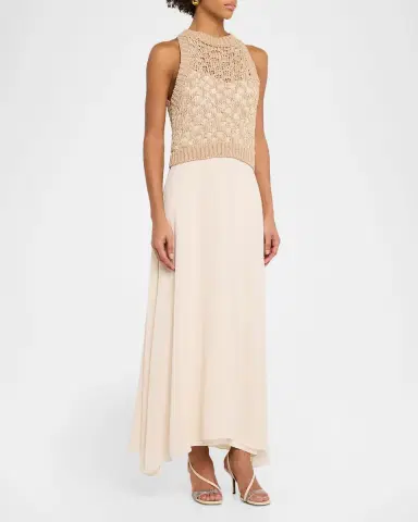 Peserico Linen, Cotton and Lurex Long Sleeveless Dress | Thumbnail 4 Peserico Linen, Cotton and Lurex Long Sleeveless Dress | Thumbnail 4