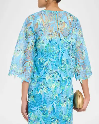 Ungaro Parker Printed Guipure Leaf Lace Blouse | Thumbnail 3