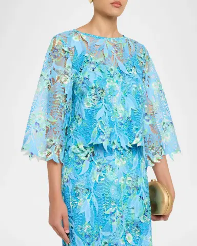 Ungaro Parker Printed Guipure Leaf Lace Blouse | Thumbnail 4