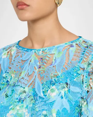 Ungaro Parker Printed Guipure Leaf Lace Blouse | Thumbnail 5