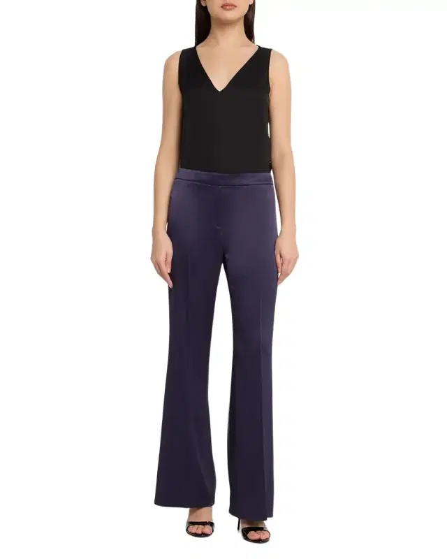 Kyra Flare-Leg Satin Pants