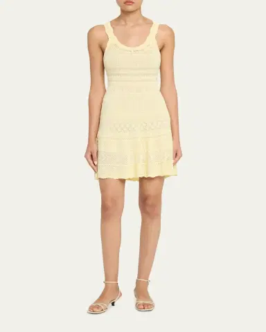 LoveShackFancy Darlena Fine Pointelle Knit Mini Dress | Thumbnail 2 LoveShackFancy Darlena Fine Pointelle Knit Mini Dress | Thumbnail 2